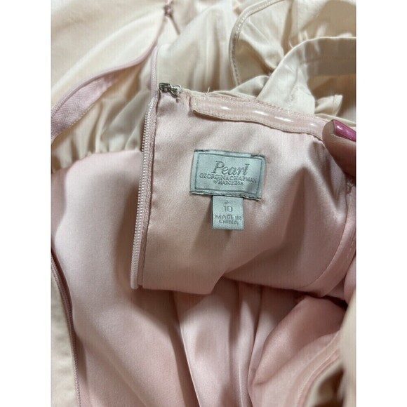 Pearl Georgina Chapman of Marchesa One Shoulder Dress Pink Peach 10 Rosettes - Picture 4 of 13